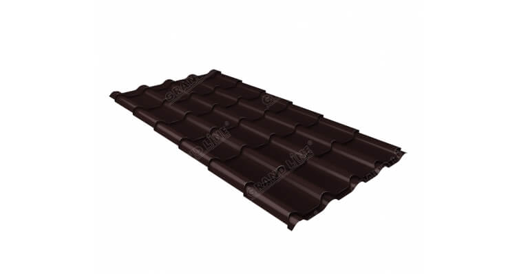 Металлочерепица камея толщина 0,5 покрытие Rooftop Бархат  RAL 8017 шоколад