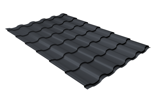 Металлочерепица кредо Grand Line 0,45 Drap TwinColor RAL 7024 мокрый асфальт