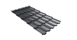 Металлочерепица  квинта плюс Grand Line c 3D резом 0,45 Drap TR RAL 7024 мокрый асфальт