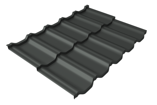 Металлочерепица модульная квинта uno GL 0,45 PE RAL 7005 мышино-серый