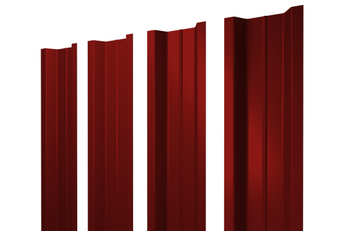 Штакетник П-образный В с прямым резом 0,5 Satin RAL 3011 коричнево-красный