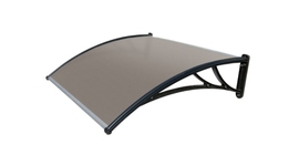 Козырек Krovent из поликарбоната 1500х930х280 бронзовый (черный кронштейн)