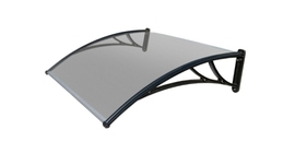 Козырек Krovent из поликарбоната 1500х930х280 прозрачный (черный кронштейн)