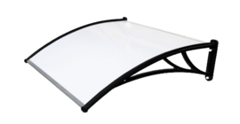 Козырек Krovent из поликарбоната 1200х930х280 молочный (черный кронштейн)