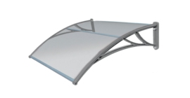 Козырек Krovent из поликарбоната 1200х930х280 прозрачный (серебристый кронштейн)