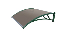 Козырек Krovent из поликарбоната 1200х930х280 бронзовый (зеленый кронштейн)