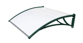 Козырек Krovent из поликарбоната 1200х930х280 молочный (зеленый кронштейн)