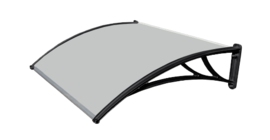 Козырек Krovent из поликарбоната 1500х930х280 серебристый (черный кронштейн)